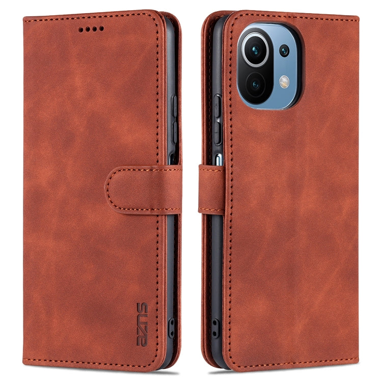 For Xiaomi Mi 11 Lite AZNS Skin Feel Calf Texture Horizontal Flip Leather Case with Card Slots & Holder & Wallet