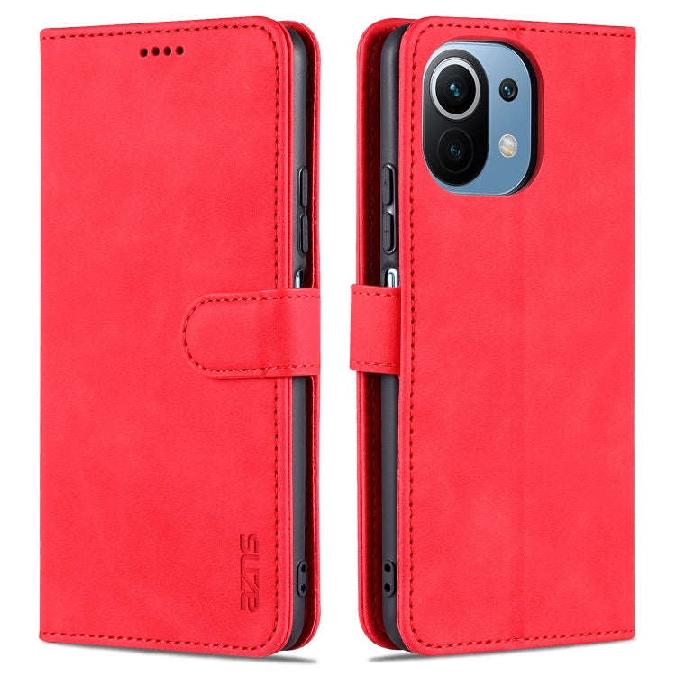 For Xiaomi Mi 11 Lite AZNS Skin Feel Calf Texture Horizontal Flip Leather Case with Card Slots & Holder & Wallet