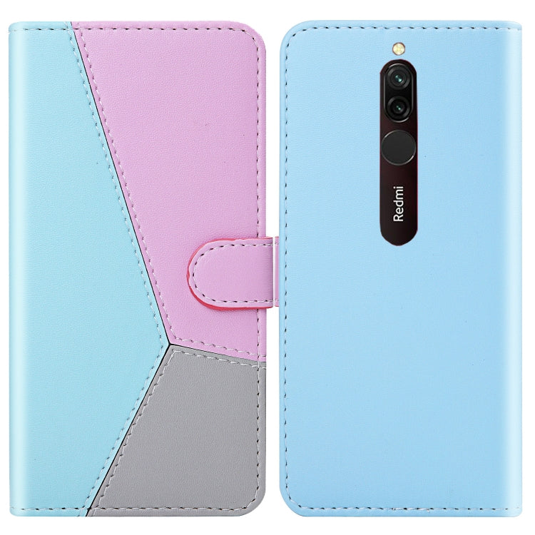For Xiaomi Redmi 8 Tricolor Stitching Horizontal Flip TPU + PU Leather Case with Holder & Card Slots & Wallet