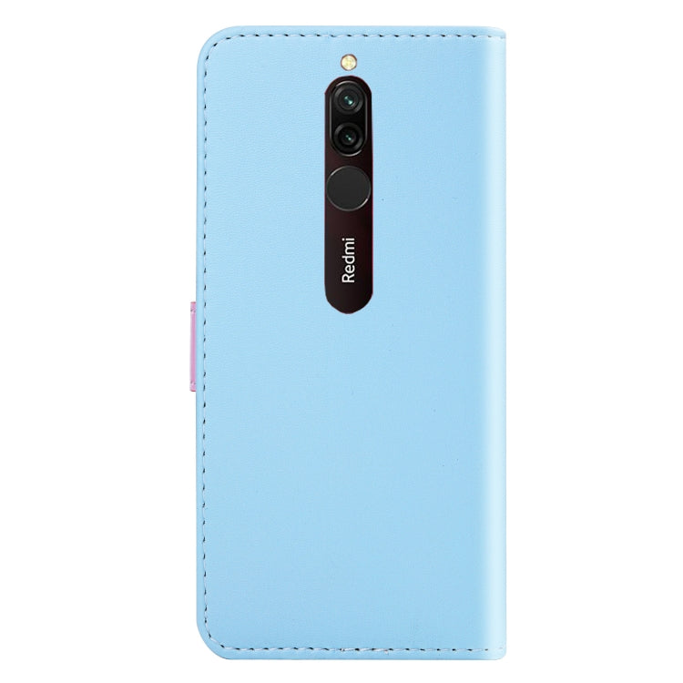 For Xiaomi Redmi 8 Tricolor Stitching Horizontal Flip TPU + PU Leather Case with Holder & Card Slots & Wallet