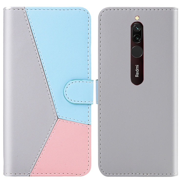 For Xiaomi Redmi 8 Tricolor Stitching Horizontal Flip TPU + PU Leather Case with Holder & Card Slots & Wallet