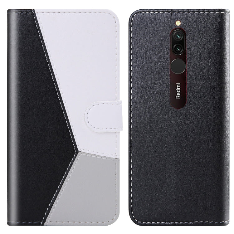 For Xiaomi Redmi 8 Tricolor Stitching Horizontal Flip TPU + PU Leather Case with Holder & Card Slots & Wallet