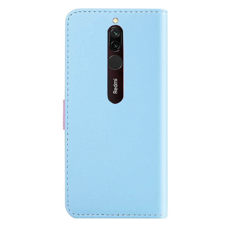 For Xiaomi Redmi 8A Tricolor Stitching Horizontal Flip TPU + PU Leather Case with Holder & Card Slots & Wallet