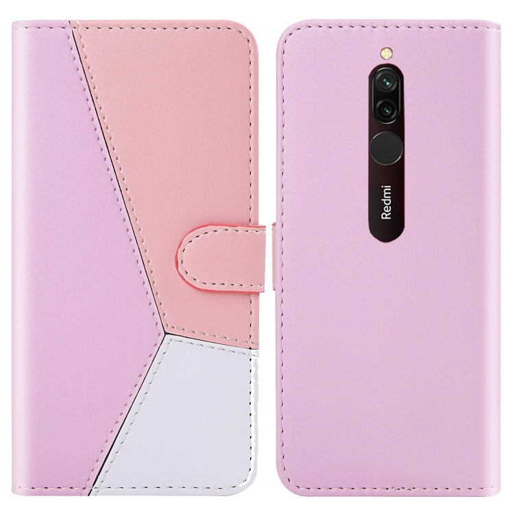 For Xiaomi Redmi 8A Tricolor Stitching Horizontal Flip TPU + PU Leather Case with Holder & Card Slots & Wallet