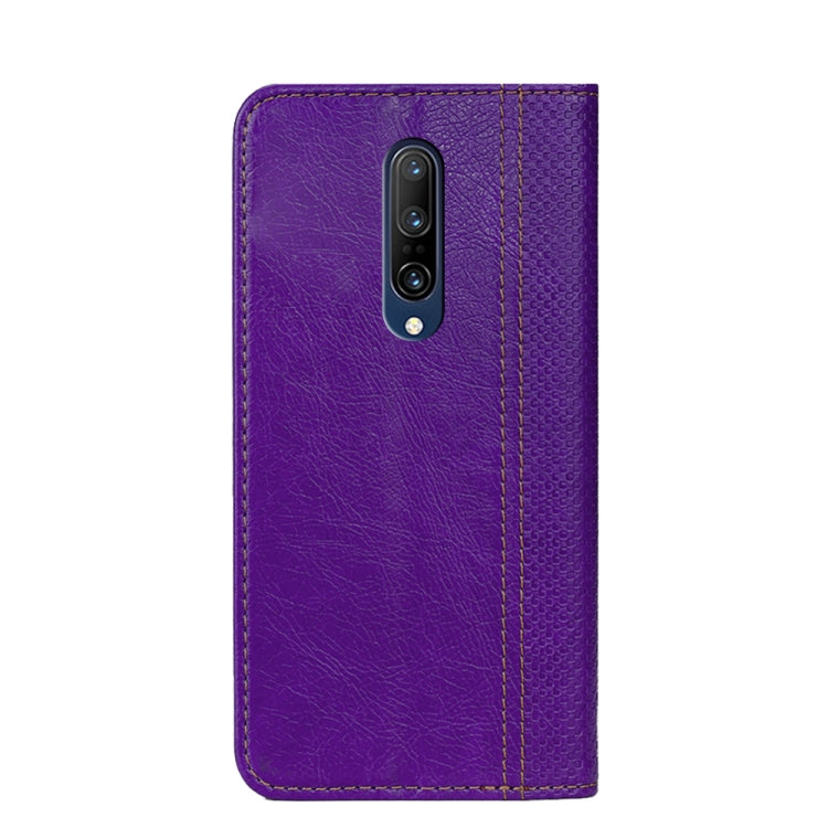 For OnePlus 7 Pro Grid Texture Magnetic PU + TPU Horizontal Flip Leather Case with Holder & Card Slot
