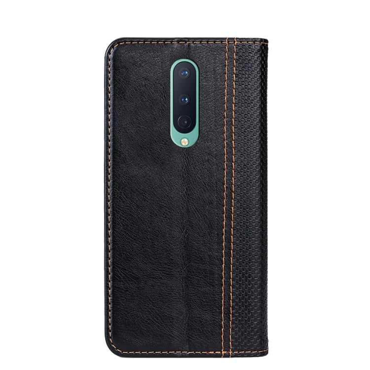 For OnePlus 8 Grid Texture Magnetic PU + TPU Horizontal Flip Leather Case with Holder & Card Slot