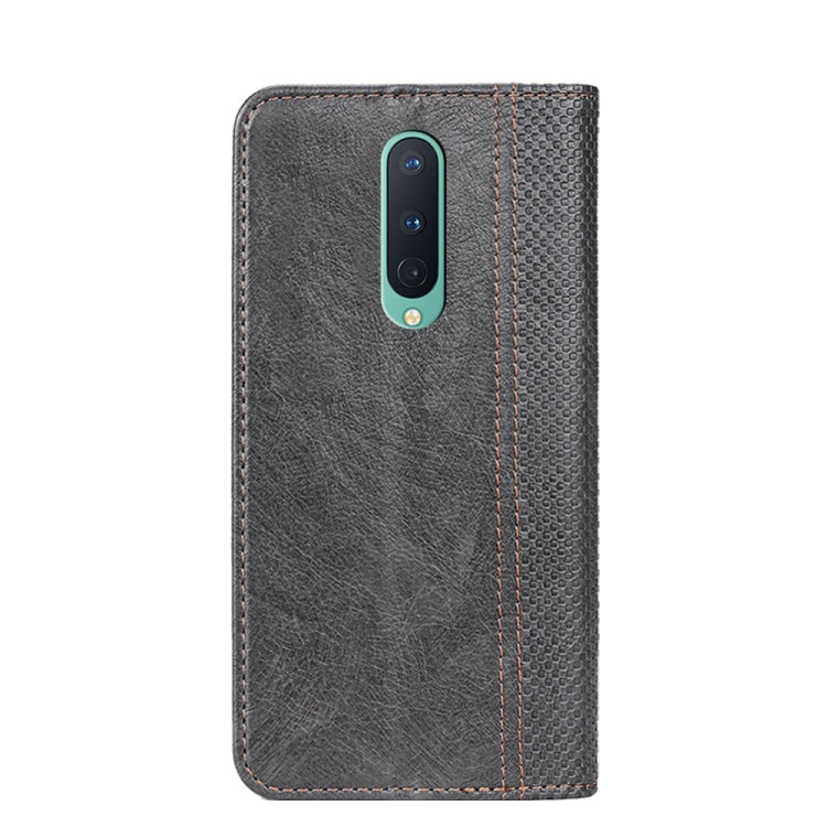 For OnePlus 8 Grid Texture Magnetic PU + TPU Horizontal Flip Leather Case with Holder & Card Slot