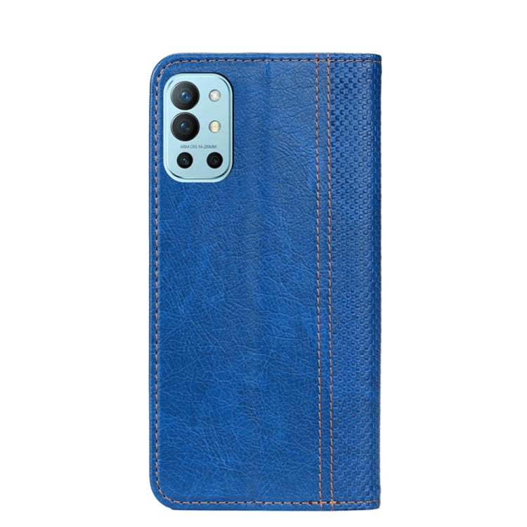 For OnePlus 9R Grid Texture Magnetic PU + TPU Horizontal Flip Leather Case with Holder & Card Slot