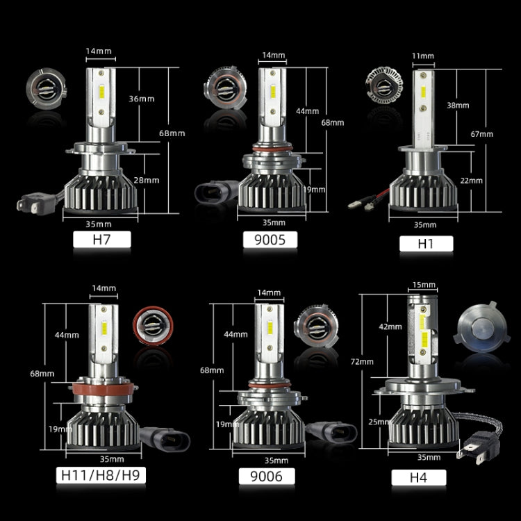 F2 H11/H8/H9 1 Pair 12V / 25W / 3000LM IP68 Waterproof Car 1860 CSP LED Headlight(White Light)