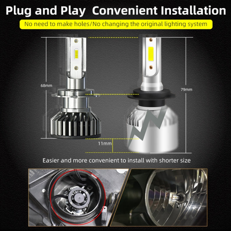 F2 H1 1 Pair 12V / 25W / 3000LM IP68 Waterproof Car 1860 CSP LED Headlight(White Light)