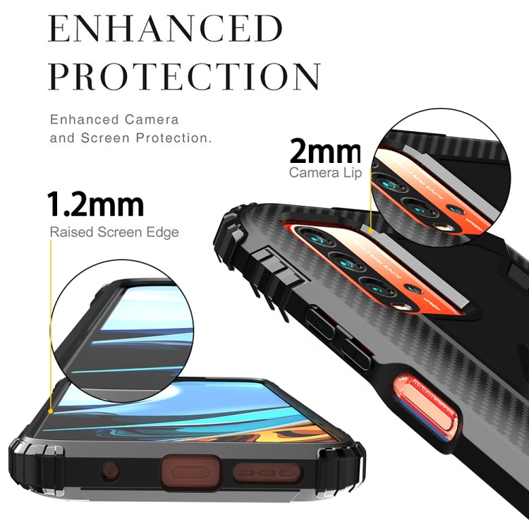For Xiaomi Redmi 9T / 9 Power Carbon Fiber Protective Case with 360 Degree Rotating Ring Holder
