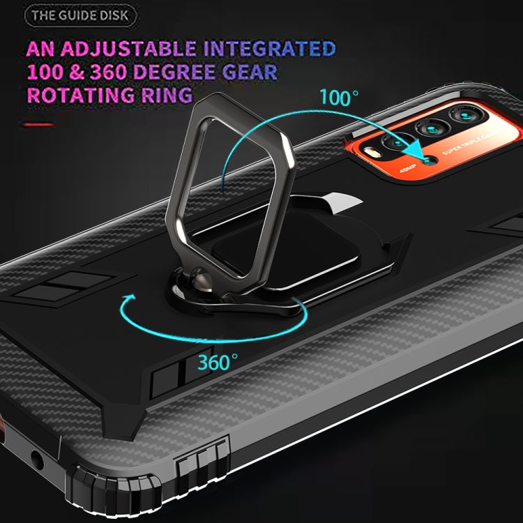 For Xiaomi Redmi 9T / 9 Power Carbon Fiber Protective Case with 360 Degree Rotating Ring Holder
