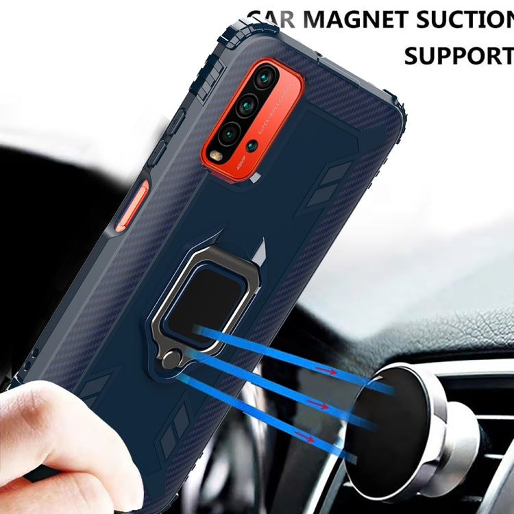 For Xiaomi Redmi 9T / 9 Power Carbon Fiber Protective Case with 360 Degree Rotating Ring Holder