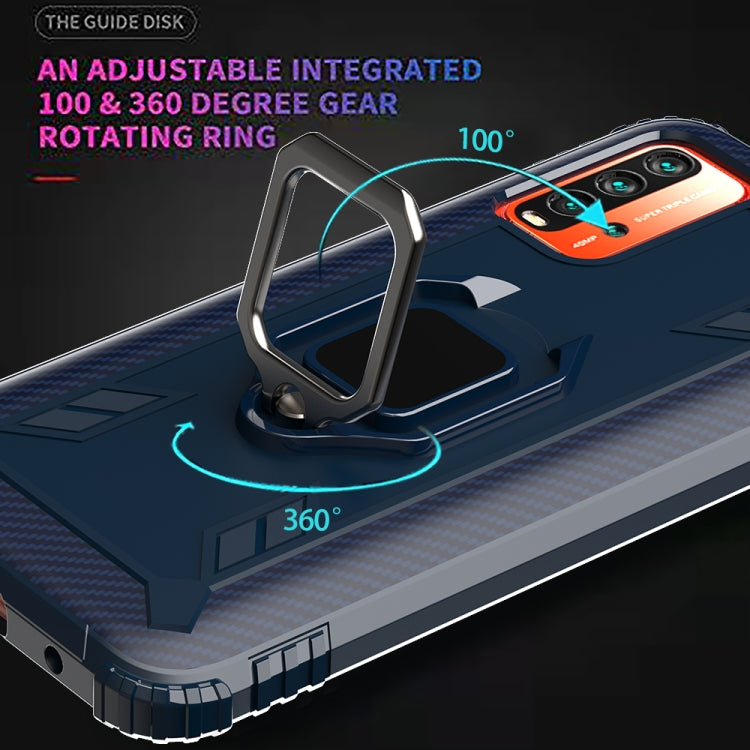 For Xiaomi Redmi 9T / 9 Power Carbon Fiber Protective Case with 360 Degree Rotating Ring Holder