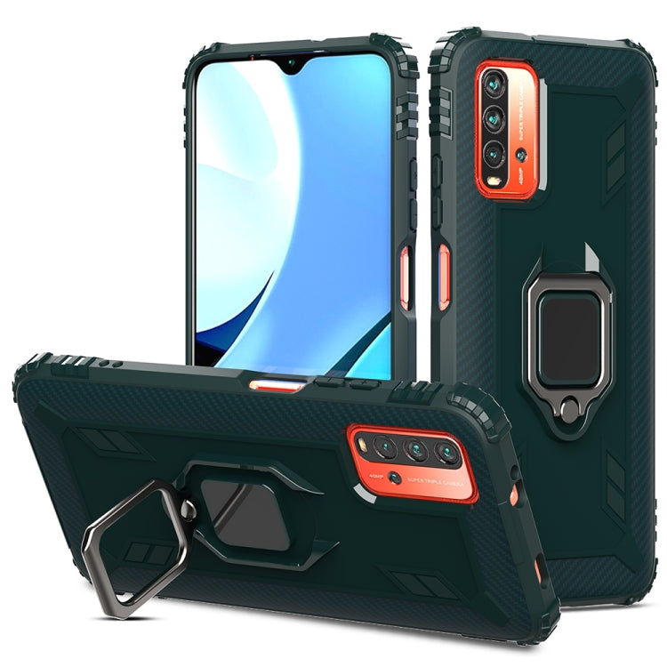 For Xiaomi Redmi 9T / 9 Power Carbon Fiber Protective Case with 360 Degree Rotating Ring Holder
