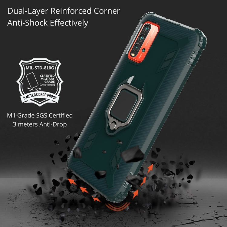 For Xiaomi Redmi 9T / 9 Power Carbon Fiber Protective Case with 360 Degree Rotating Ring Holder