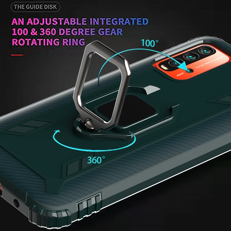 For Xiaomi Redmi 9T / 9 Power Carbon Fiber Protective Case with 360 Degree Rotating Ring Holder