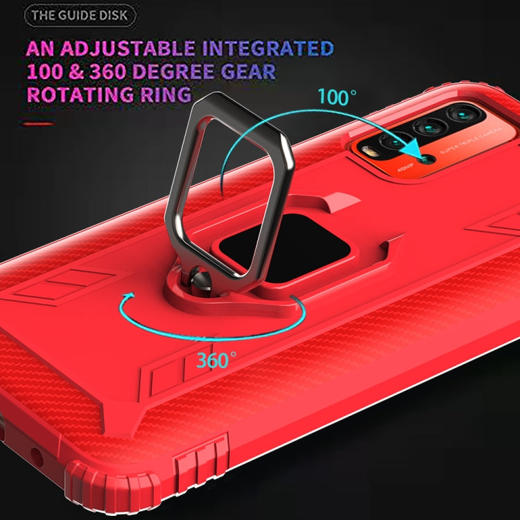 For Xiaomi Redmi 9T / 9 Power Carbon Fiber Protective Case with 360 Degree Rotating Ring Holder