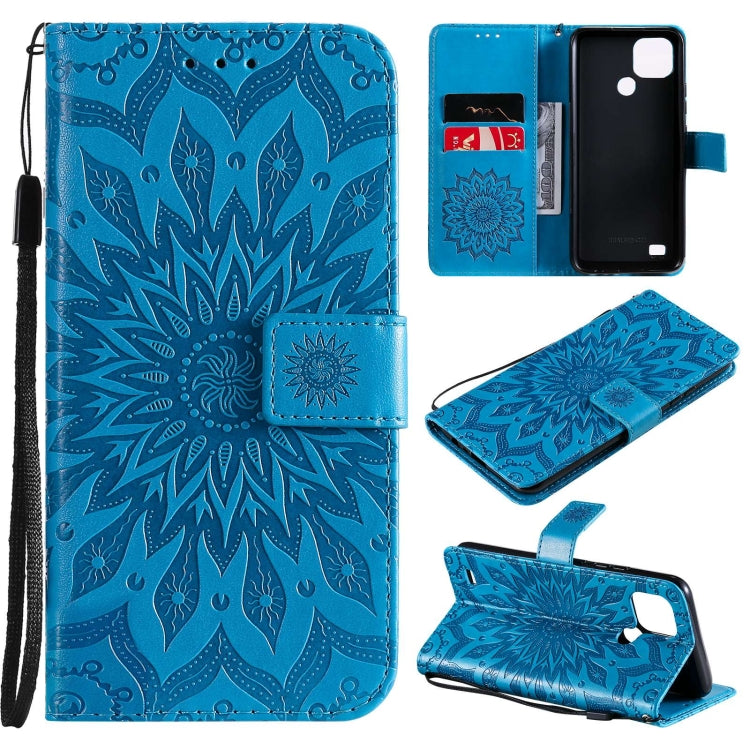 For OPPO Realme C20 / C21 Sun Embossing Pattern Horizontal Flip Leather Case with Card Slot & Holder & Wallet & Lanyard