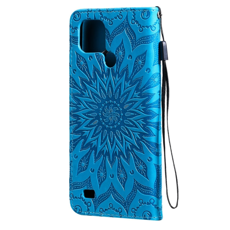 For OPPO Realme C20 / C21 Sun Embossing Pattern Horizontal Flip Leather Case with Card Slot & Holder & Wallet & Lanyard