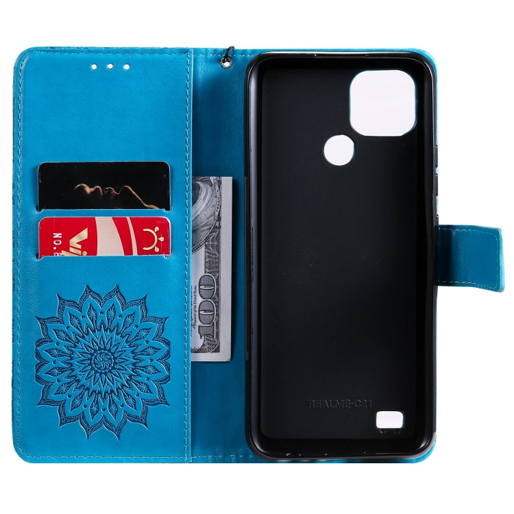 For OPPO Realme C20 / C21 Sun Embossing Pattern Horizontal Flip Leather Case with Card Slot & Holder & Wallet & Lanyard