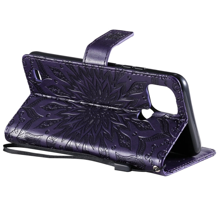 For OPPO Realme C20 / C21 Sun Embossing Pattern Horizontal Flip Leather Case with Card Slot & Holder & Wallet & Lanyard