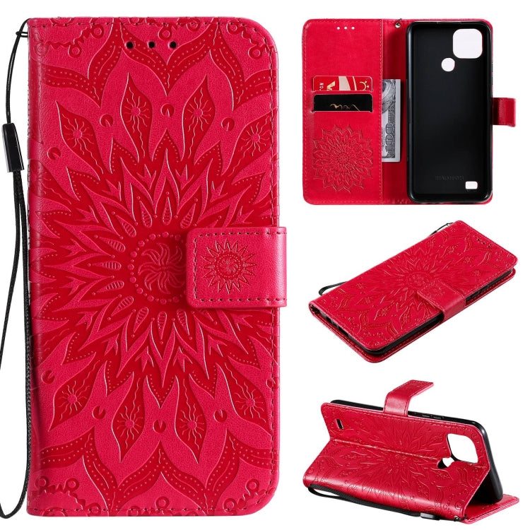 For OPPO Realme C20 / C21 Sun Embossing Pattern Horizontal Flip Leather Case with Card Slot & Holder & Wallet & Lanyard