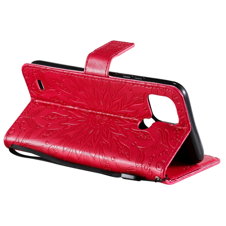 For OPPO Realme C20 / C21 Sun Embossing Pattern Horizontal Flip Leather Case with Card Slot & Holder & Wallet & Lanyard