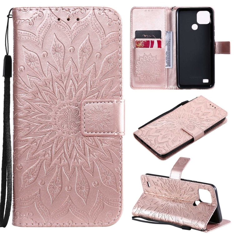 For OPPO Realme C20 / C21 Sun Embossing Pattern Horizontal Flip Leather Case with Card Slot & Holder & Wallet & Lanyard
