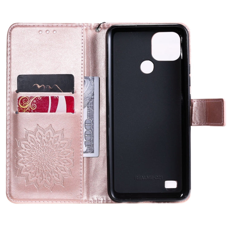 For OPPO Realme C20 / C21 Sun Embossing Pattern Horizontal Flip Leather Case with Card Slot & Holder & Wallet & Lanyard