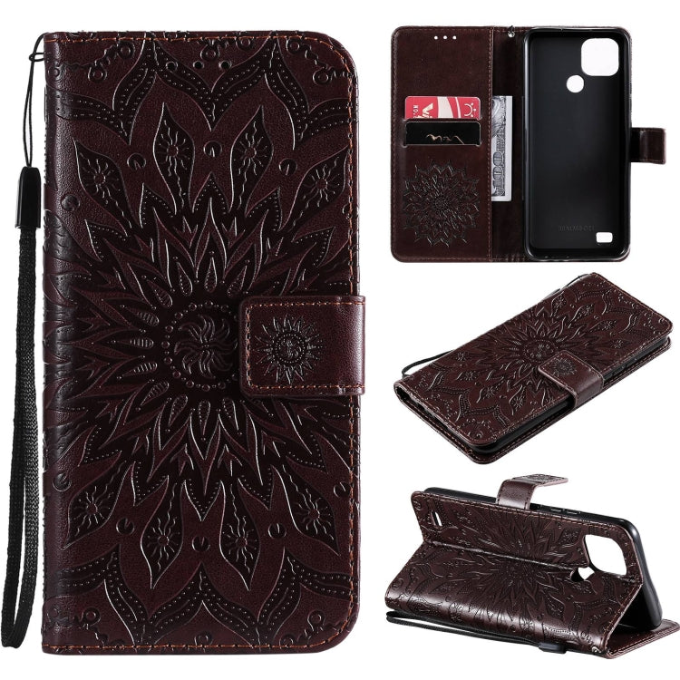 For OPPO Realme C20 / C21 Sun Embossing Pattern Horizontal Flip Leather Case with Card Slot & Holder & Wallet & Lanyard