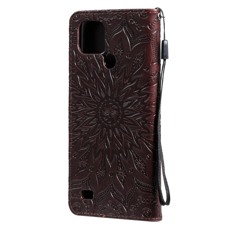 For OPPO Realme C20 / C21 Sun Embossing Pattern Horizontal Flip Leather Case with Card Slot & Holder & Wallet & Lanyard