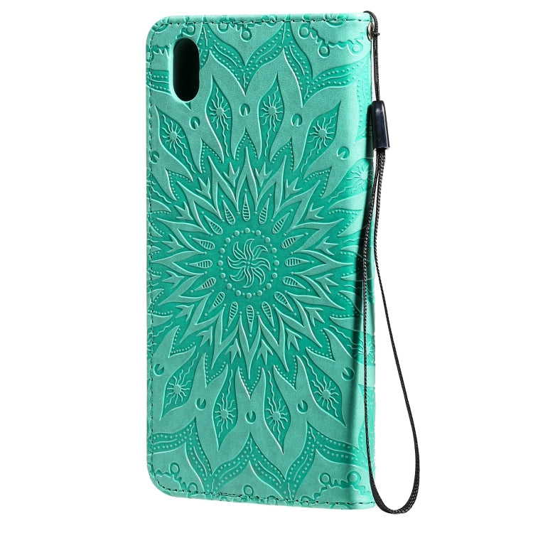 For vivo Y1s / Y90 / Y91C Sun Embossing Pattern Horizontal Flip Leather Case with Card Slot & Holder & Wallet & Lanyard