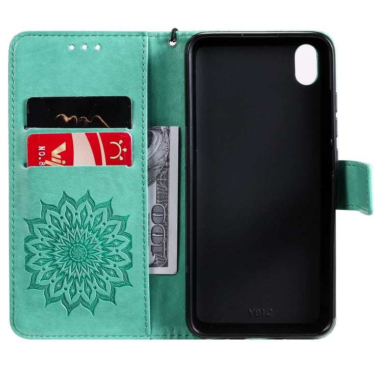 For vivo Y1s / Y90 / Y91C Sun Embossing Pattern Horizontal Flip Leather Case with Card Slot & Holder & Wallet & Lanyard