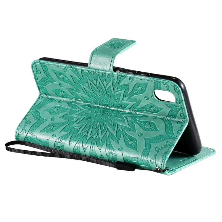 For vivo Y1s / Y90 / Y91C Sun Embossing Pattern Horizontal Flip Leather Case with Card Slot & Holder & Wallet & Lanyard