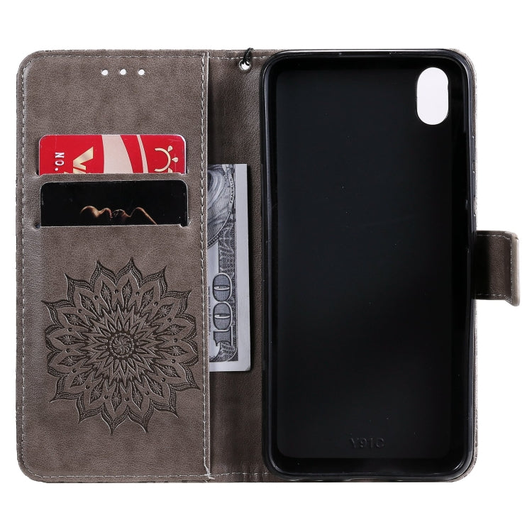 For vivo Y1s / Y90 / Y91C Sun Embossing Pattern Horizontal Flip Leather Case with Card Slot & Holder & Wallet & Lanyard