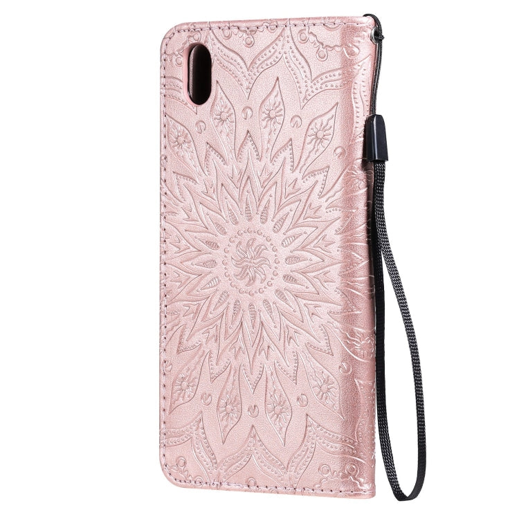 For vivo Y1s / Y90 / Y91C Sun Embossing Pattern Horizontal Flip Leather Case with Card Slot & Holder & Wallet & Lanyard