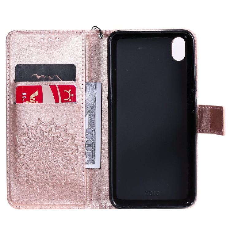 For vivo Y1s / Y90 / Y91C Sun Embossing Pattern Horizontal Flip Leather Case with Card Slot & Holder & Wallet & Lanyard