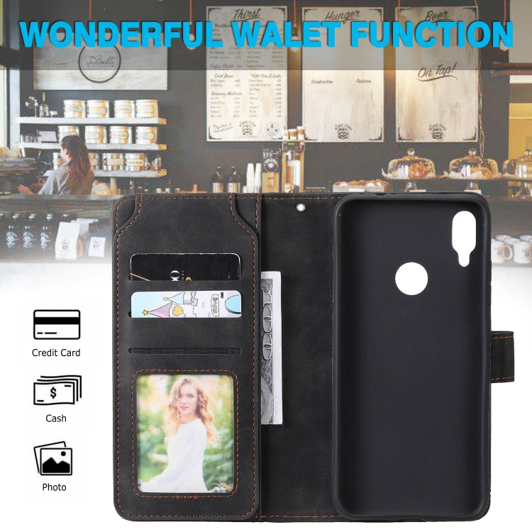 For Xiaomi Redmi Note 7 Skin Feel Business Horizontal Flip PU Leather Case with Holder & Multi-Card Slots & Wallet & Lanyard & Photo Frame