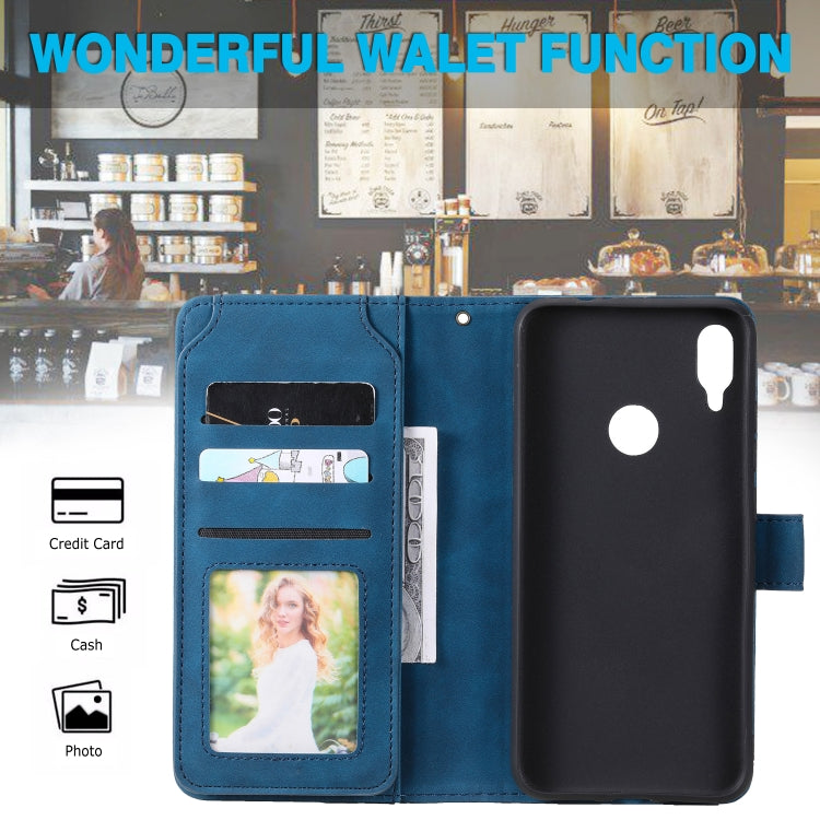 For Xiaomi Redmi Note 7 Skin Feel Business Horizontal Flip PU Leather Case with Holder & Multi-Card Slots & Wallet & Lanyard & Photo Frame
