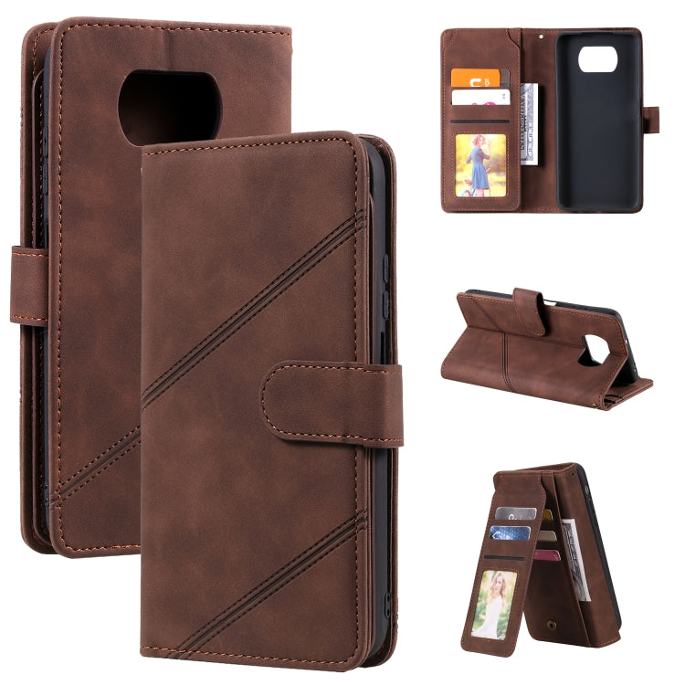 For Xiaomi Poco X3 NFC Skin Feel Business Horizontal Flip PU Leather Case with Holder & Multi-Card Slots & Wallet & Lanyard & Photo Frame