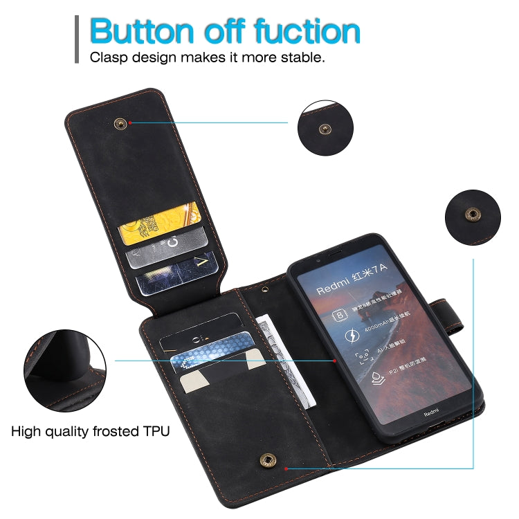 For Xiaomi Redmi 7A Skin Feel Business Horizontal Flip PU Leather Case with Holder & Multi-Card Slots & Wallet & Lanyard & Photo Frame