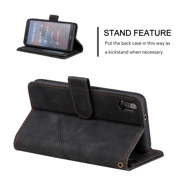 For Xiaomi Redmi 7A Skin Feel Business Horizontal Flip PU Leather Case with Holder & Multi-Card Slots & Wallet & Lanyard & Photo Frame