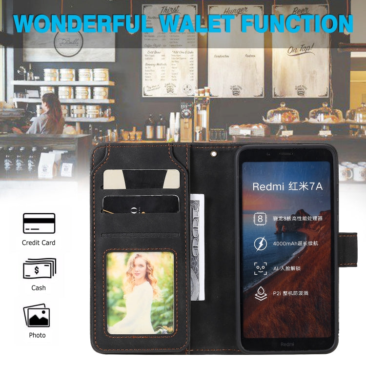 For Xiaomi Redmi 7A Skin Feel Business Horizontal Flip PU Leather Case with Holder & Multi-Card Slots & Wallet & Lanyard & Photo Frame