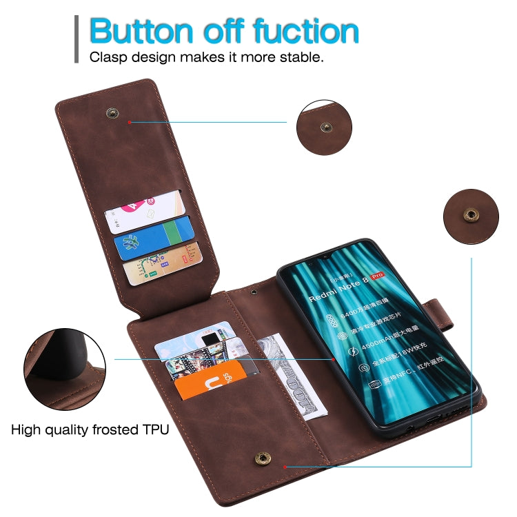 For Xiaomi Redmi Note 8 Pro Skin Feel Business Horizontal Flip PU Leather Case with Holder & Multi-Card Slots & Wallet & Lanyard & Photo Frame