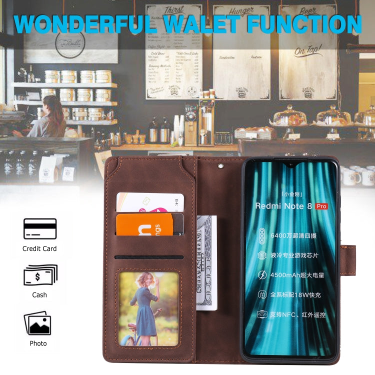 For Xiaomi Redmi Note 8 Pro Skin Feel Business Horizontal Flip PU Leather Case with Holder & Multi-Card Slots & Wallet & Lanyard & Photo Frame