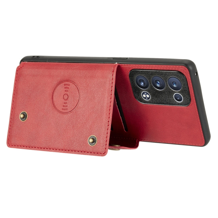 For OPPO Reno6 Pro+ 5G Double Buckle PU + TPU Shockproof Magnetic Protective Case with Card Slot & Holder