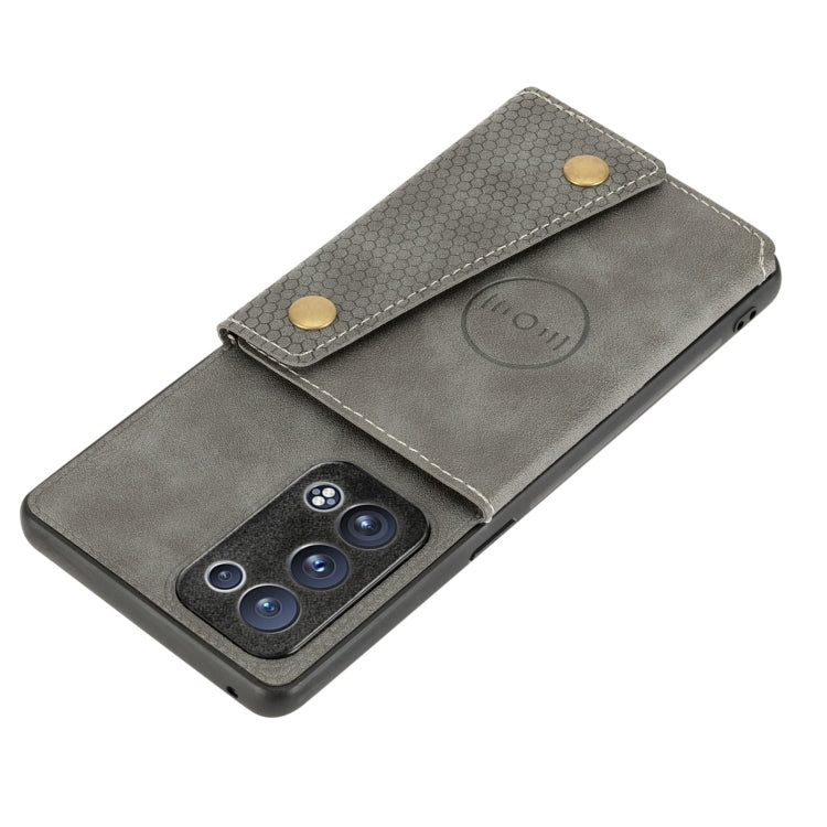 For OPPO Reno6 Pro+ 5G Double Buckle PU + TPU Shockproof Magnetic Protective Case with Card Slot & Holder