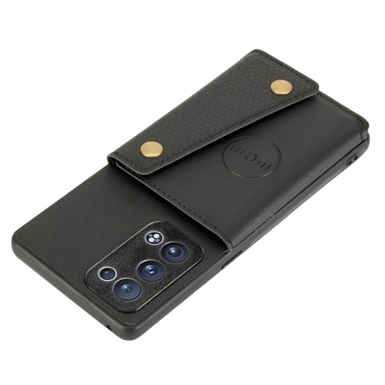 For OPPO Reno6 Pro+ 5G Double Buckle PU + TPU Shockproof Magnetic Protective Case with Card Slot & Holder
