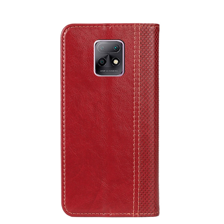 For Xiaomi Redmi 10X 5G Grid Texture Magnetic PU + TPU Horizontal Flip Leather Case with Holder & Card Slot